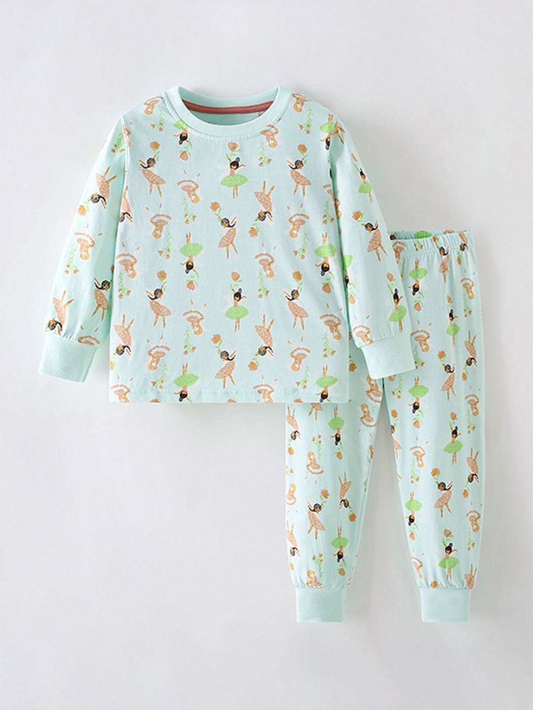 

LULU & SKY Girls Printed Night Suits, Green