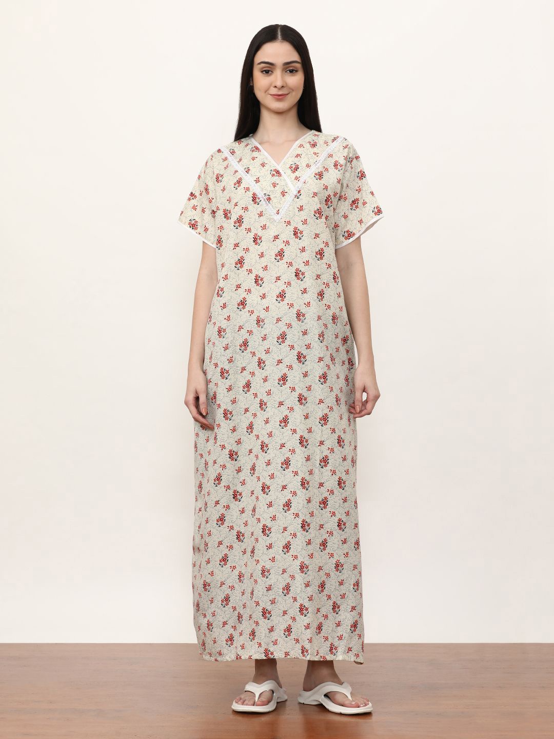 

Jaipur Kurti Printed Maxi Nightdress, White
