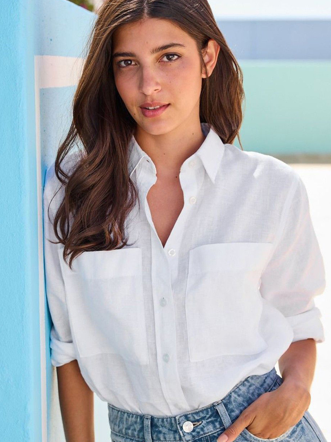 

Fab Star Women Classic Opaque Casual Shirt, White