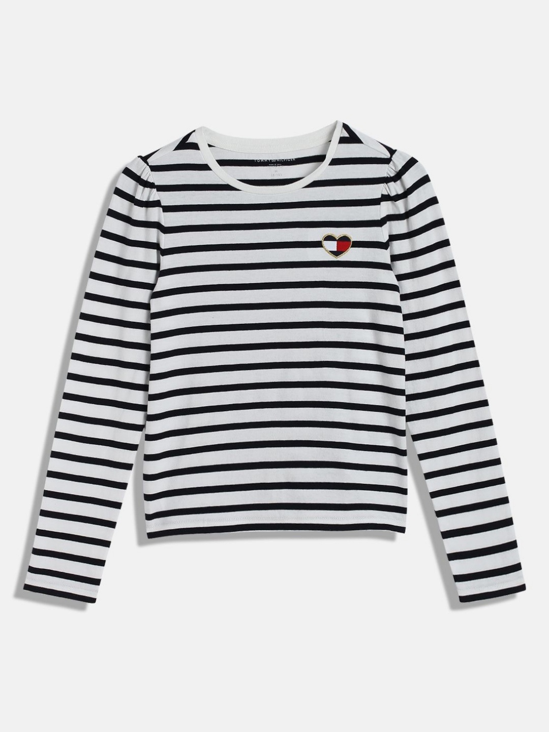 

Tommy Hilfiger Girls Striped Round Neck Cotton T-shirt, White