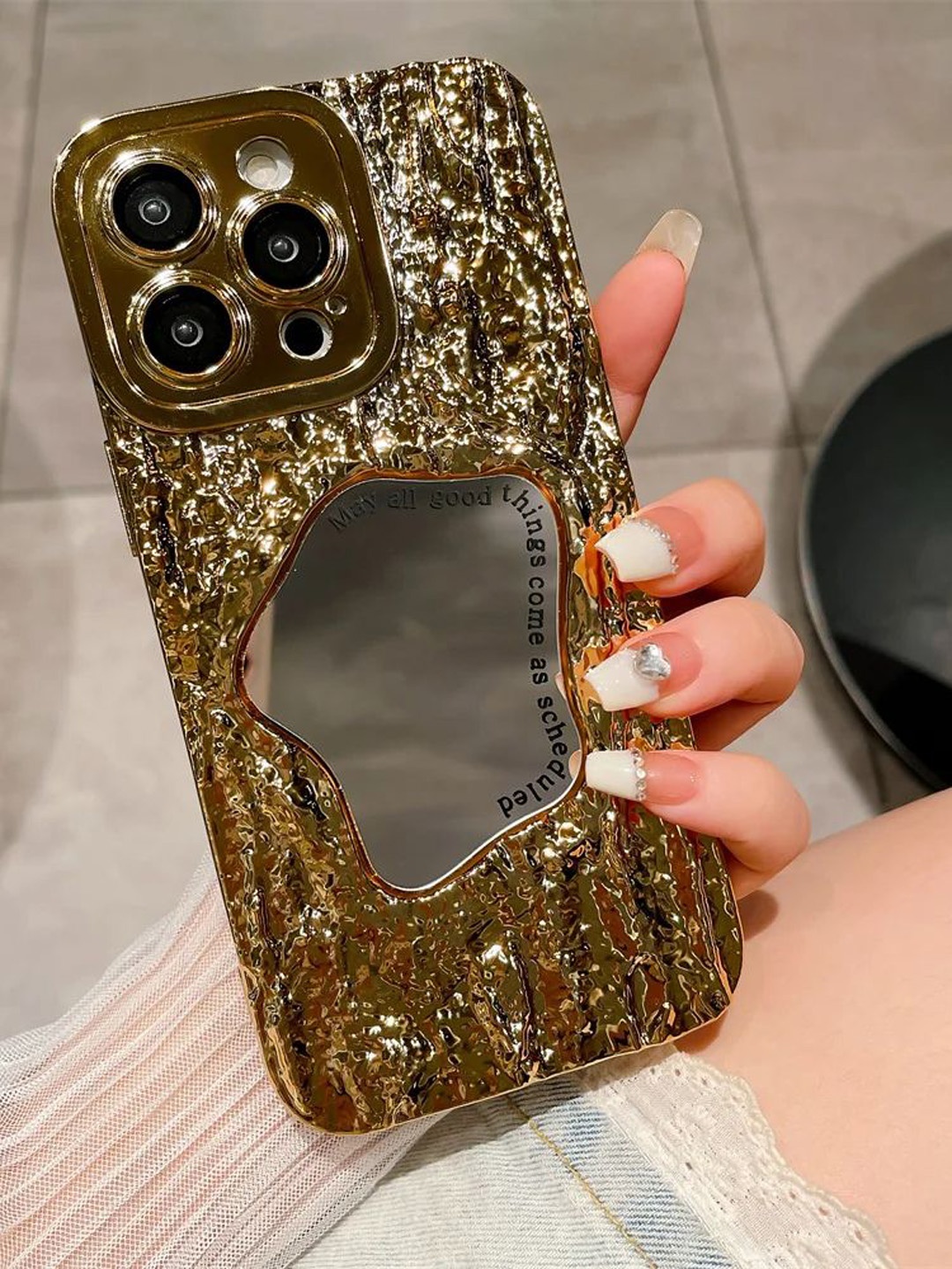 

Luxury Kase Abstract Printed iPhone 13 Pro Back Case Mobile Accessories, Gold