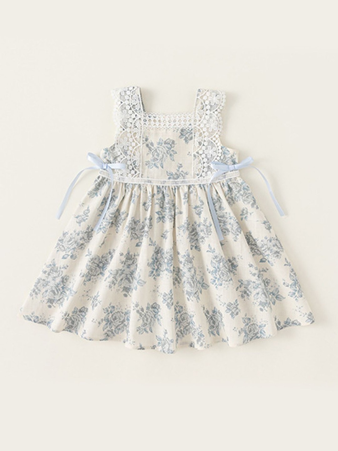 

LULU & SKY Girls Floral Printed Cotton A-Line Dress, White