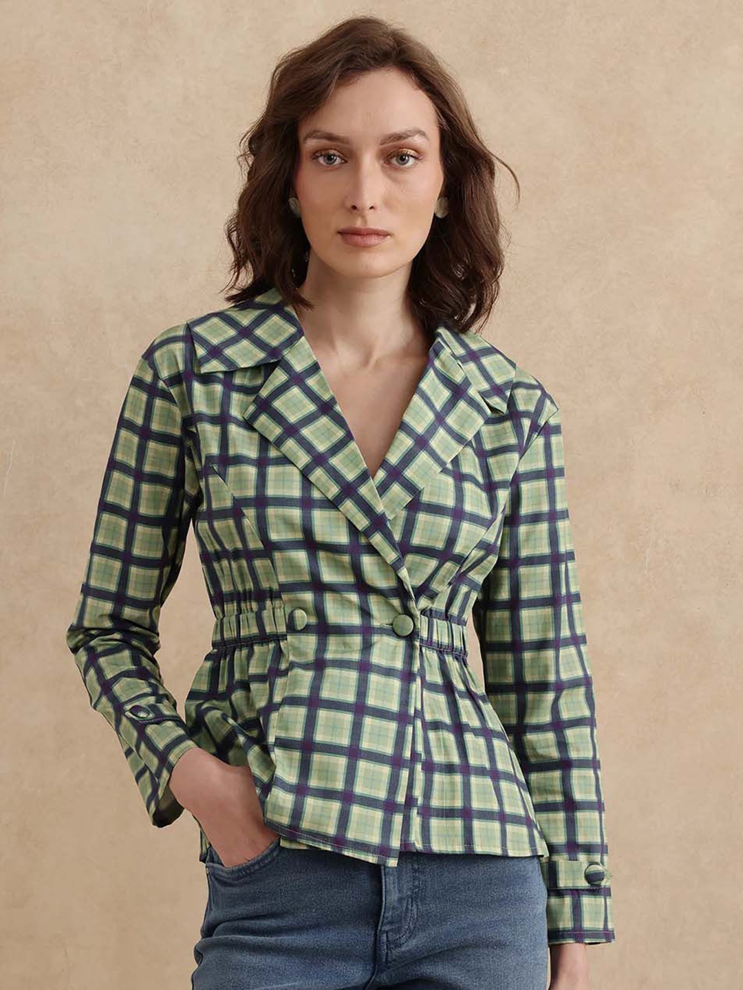 

RAREISM Print Cotton Wrap Top, Olive