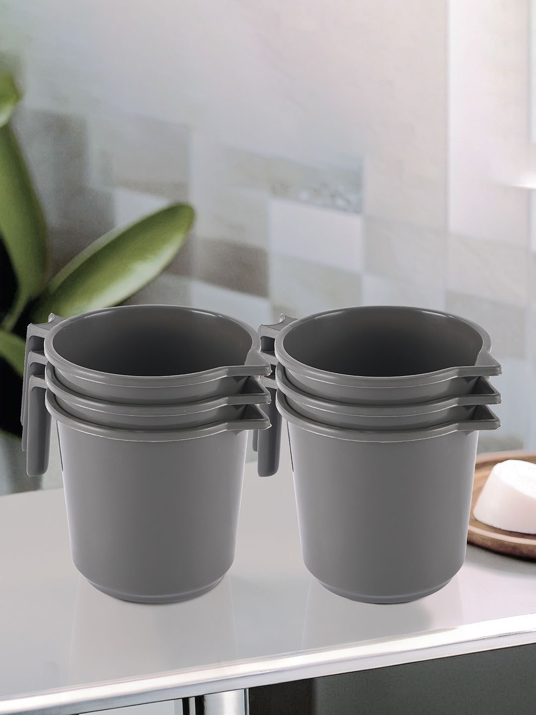 

Kuber Industries Grey 6 Pieces Lightweight Mugs 1L Each