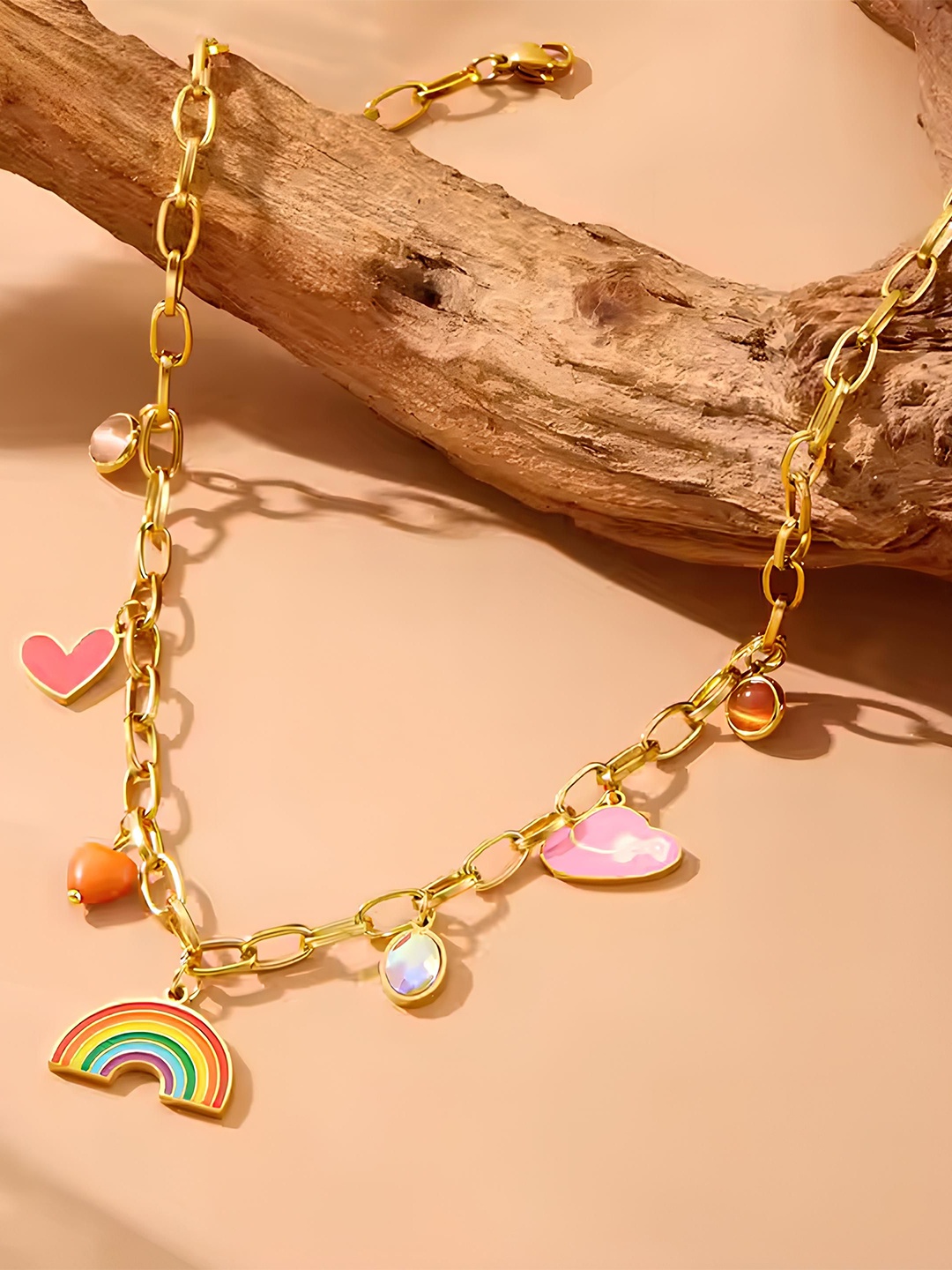 

KARISHMA KREATIONS Gold-Plated Rainbow Anti-Tarnish Stainless Steel Necklace