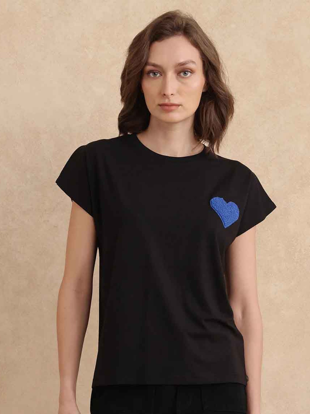 

RAREISM Women Extended Sleeves Cut Outs T-shirt, Black