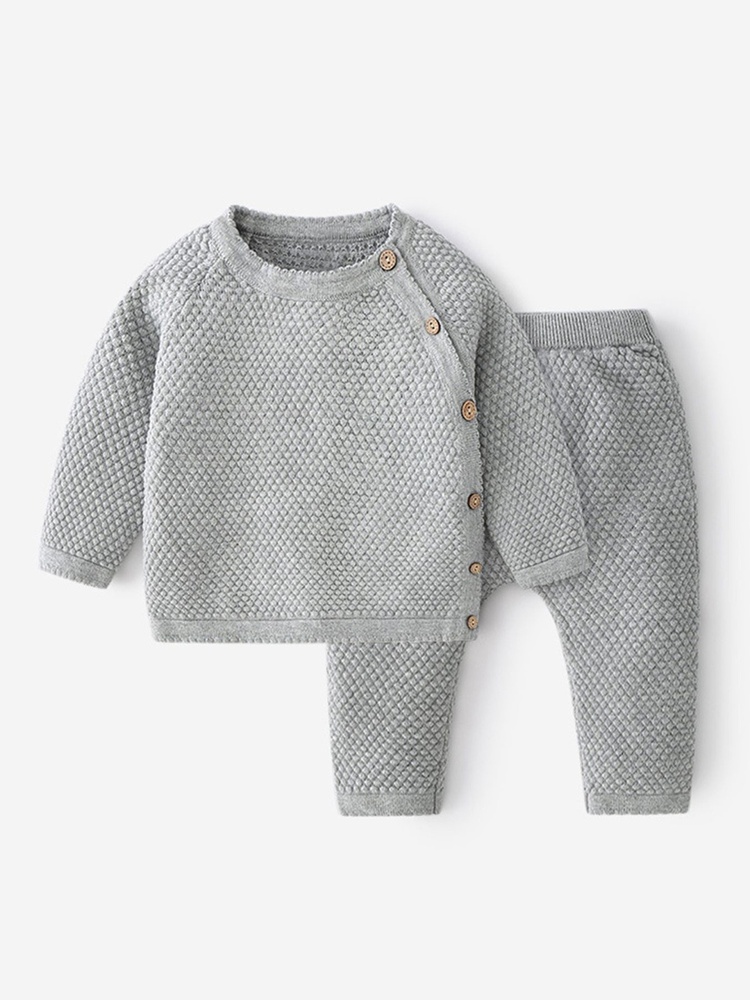 

LULU & SKY Girls Pure Cotton Sweatshirt & Joggings Night Suit, Grey