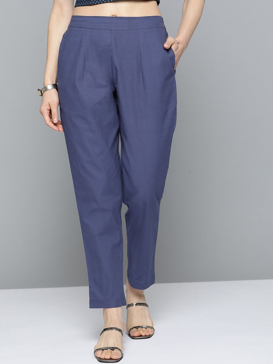 

HERE&NOW Women Pleated Trousers, Navy blue