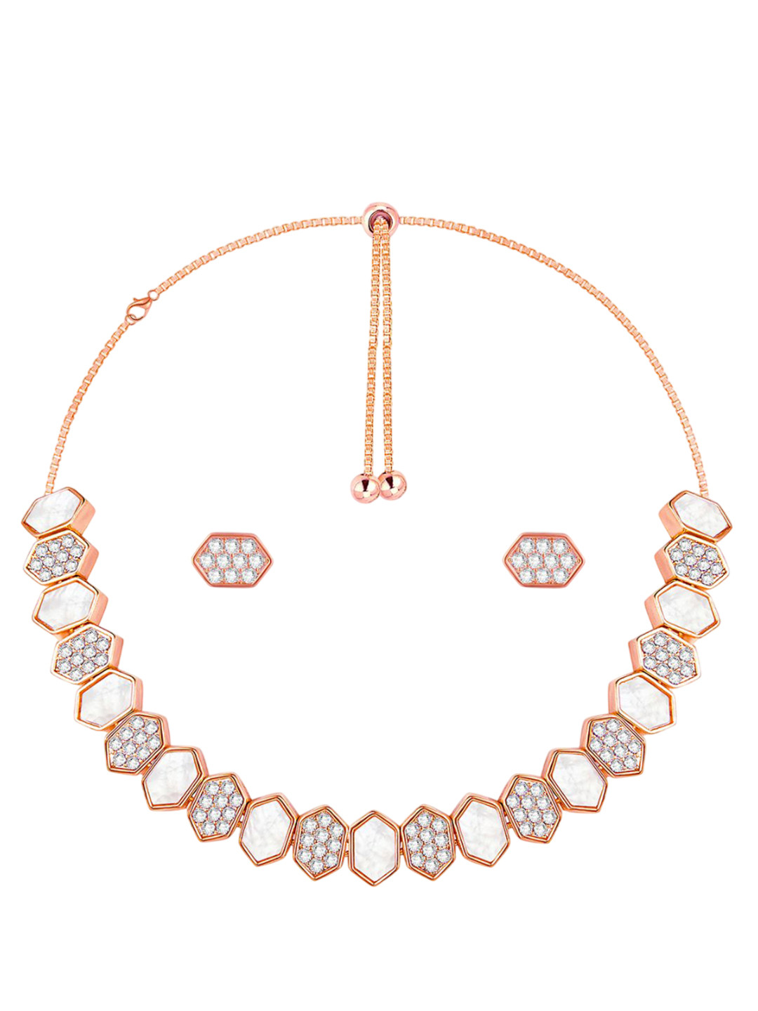 

Peora Rose Gold-Plated CZ-Studded Jewellery Set