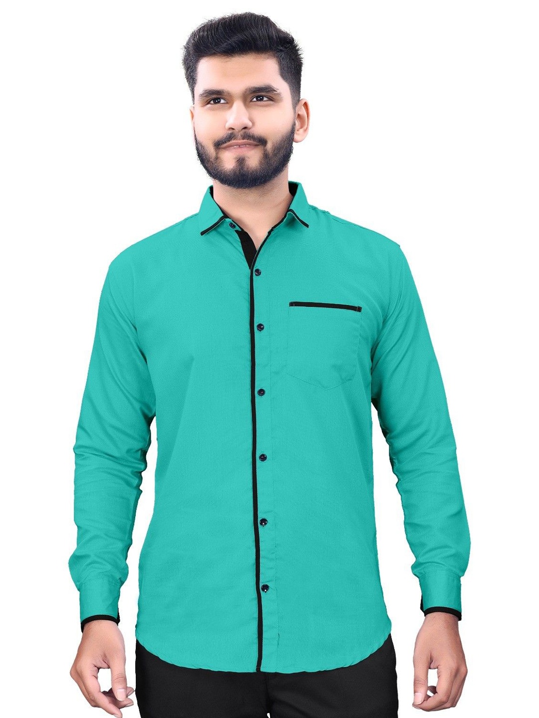 

WILNERCROWN Men Classic Opaque Casual Shirt, Blue