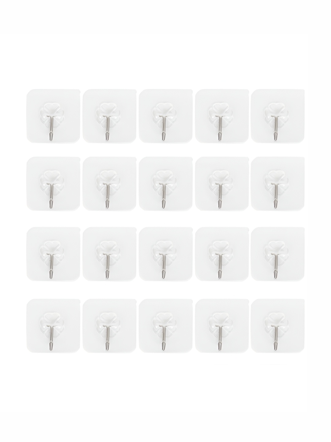 

HOKIPO 20 Pcs Transparent & Silver Toned Wall Adhesive Hooks