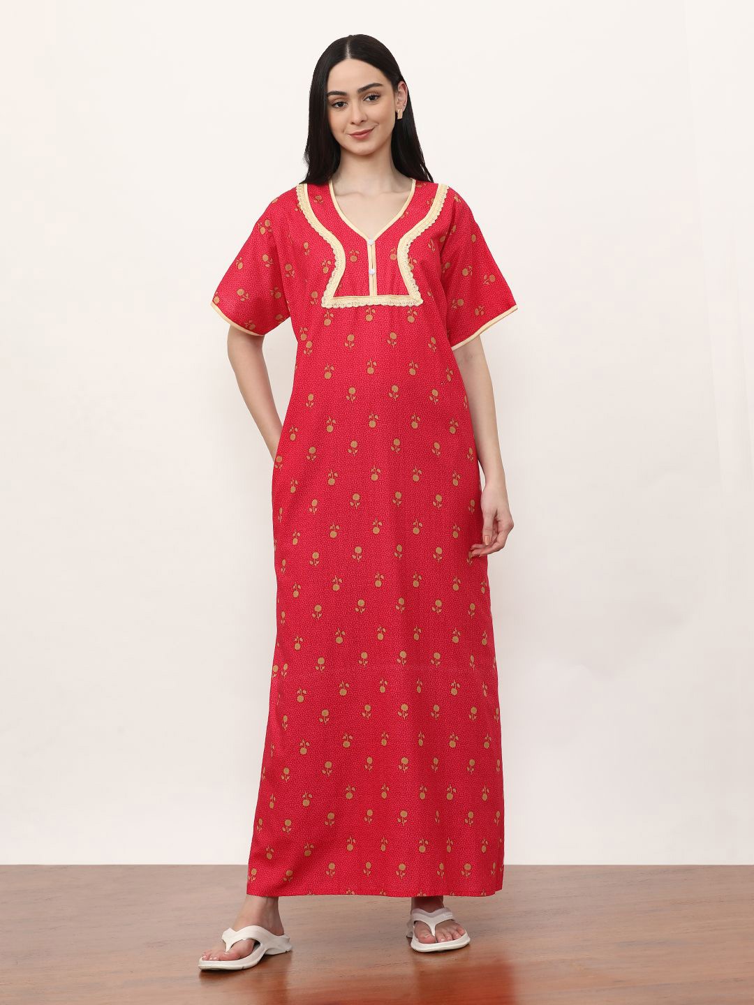 

Jaipur Kurti Printed Maxi Nightdress, Pink