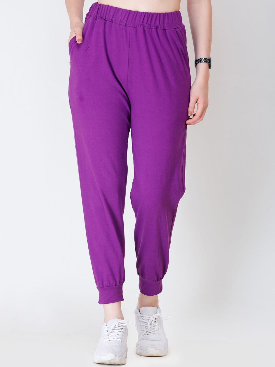 

SCORPIUS Women Cotton Relaxed-Fit Joggers, Purple