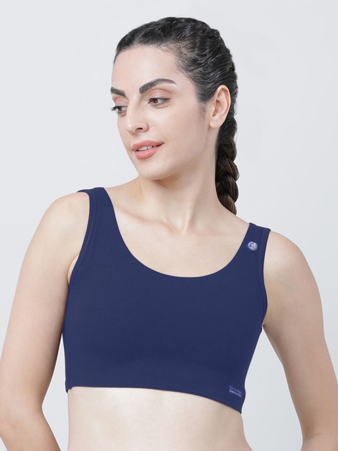 

Lovable Sport Women Workout Full Coverage Seamless Cotton Sport Bra, Navy blue