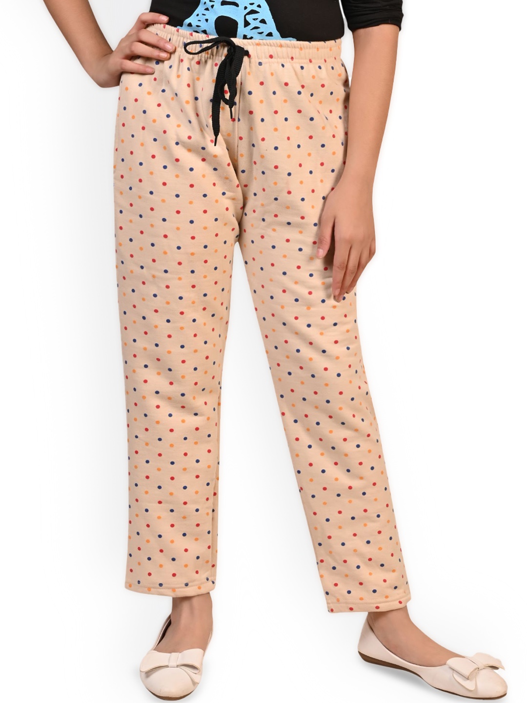 

BAESD Girls Printed Relaxed Fit Mid Rise Track Pants, Beige
