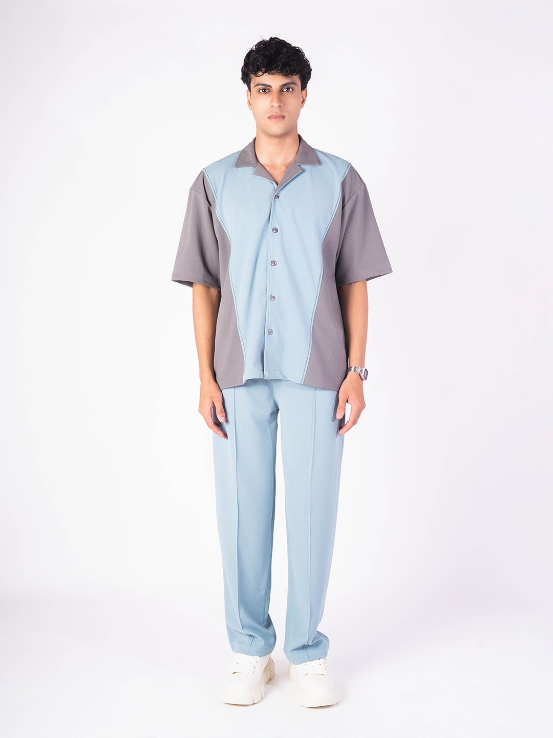 

Hop Head Moon Stone and Mint Cuban Shirt, Grey