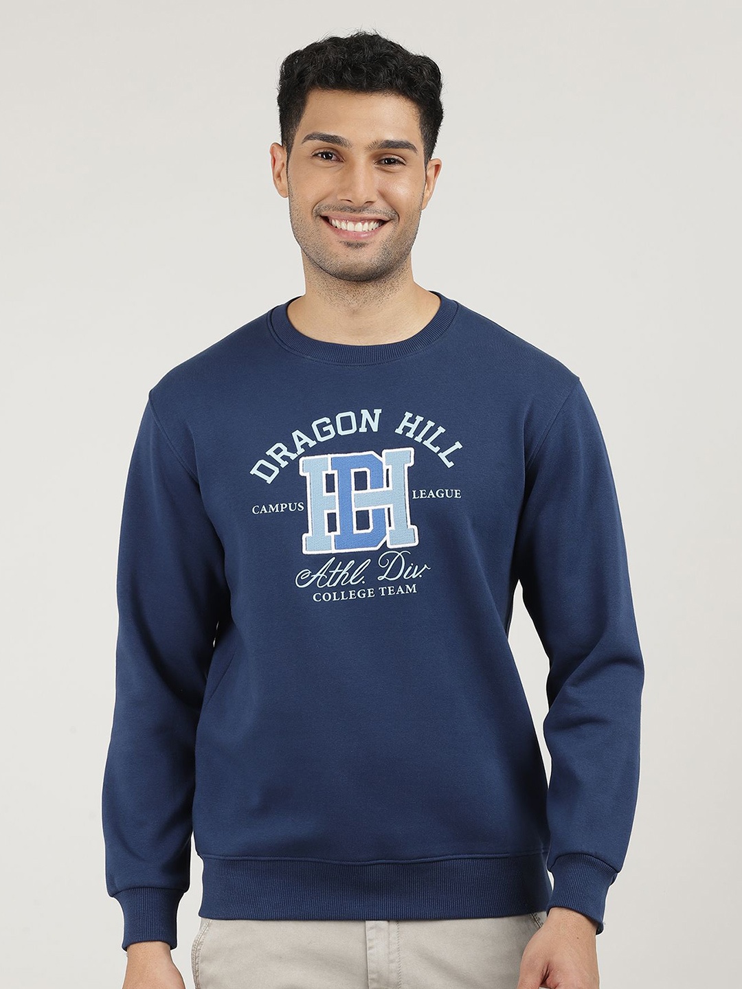 

DRAGON HILL Men Printed Sweatshirt, Navy blue