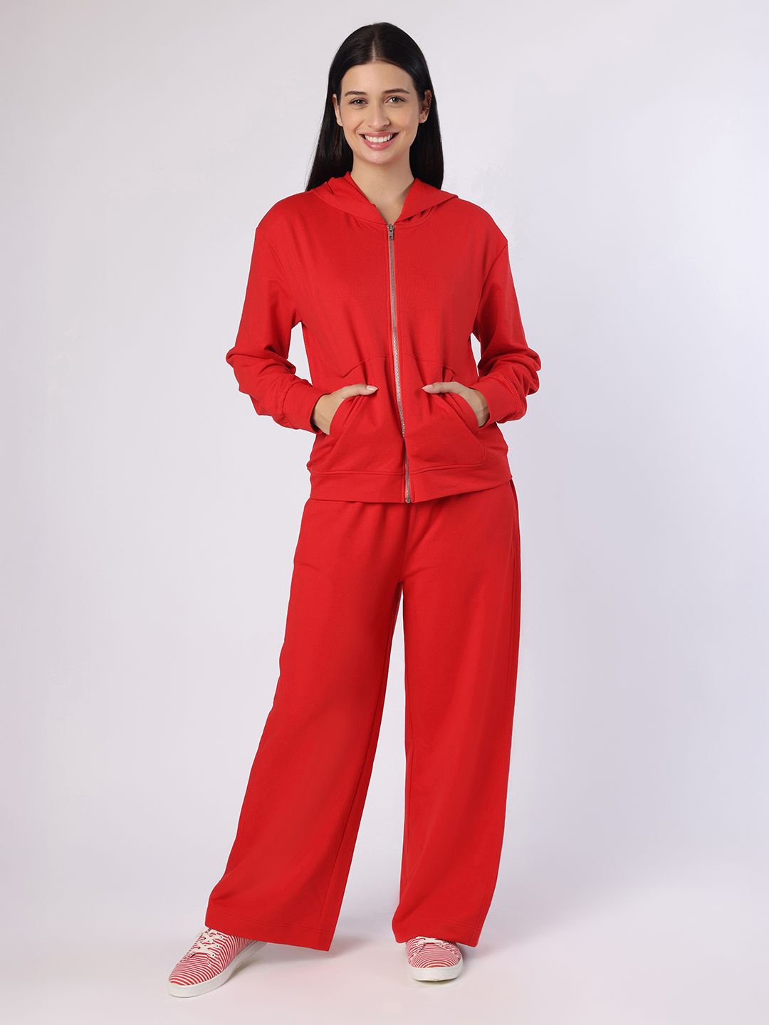 

BLANC9 Hood Neck Sweatshirt With Trousers Co-Ords, Red