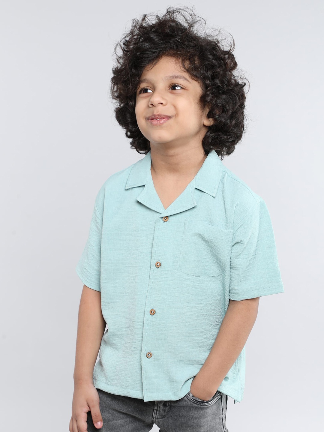 

taffykids Boys Opaque Casual Shirt, Green