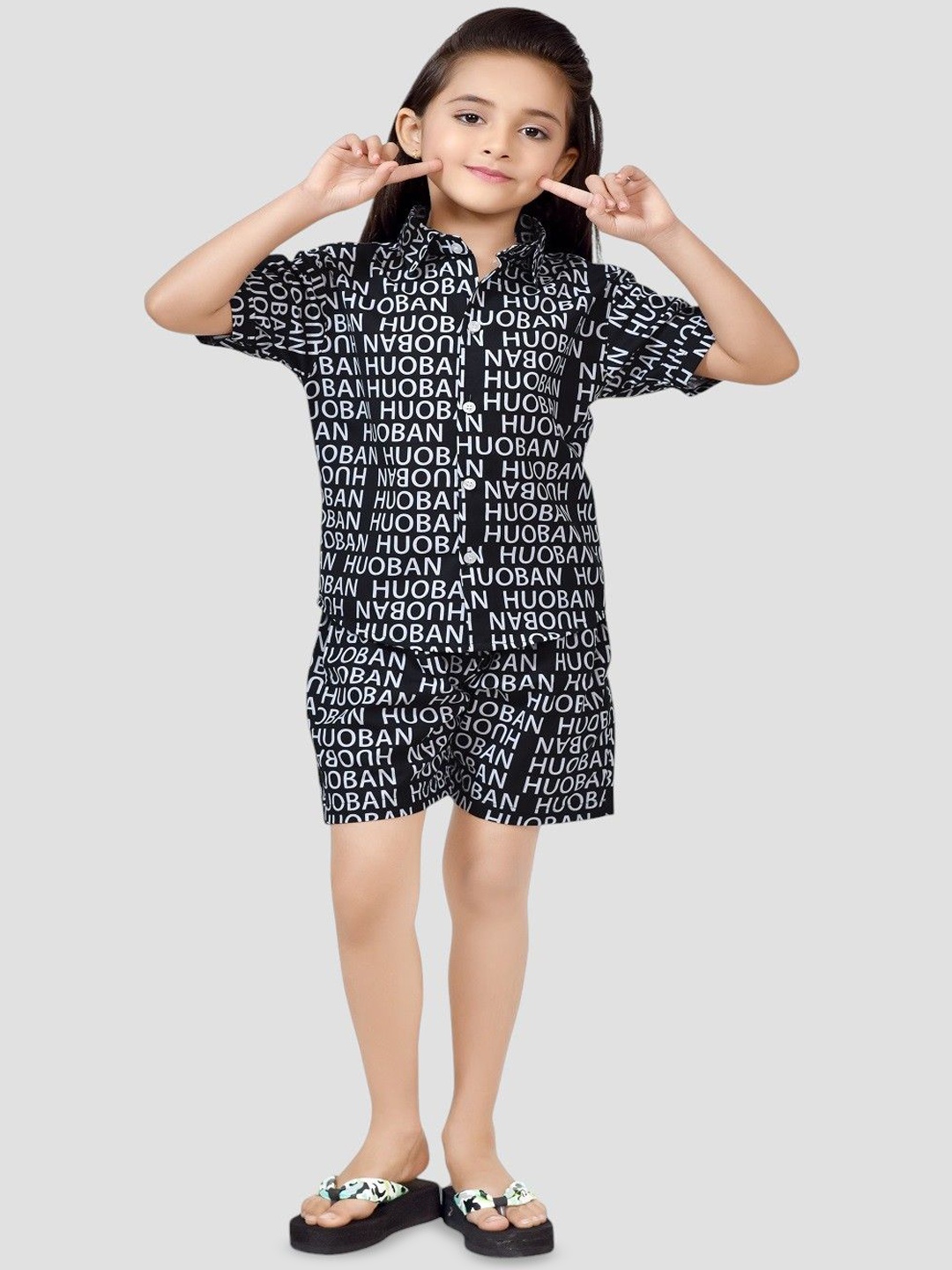 

BAESD Printed Pure Cotton Shirt with Shorts, White