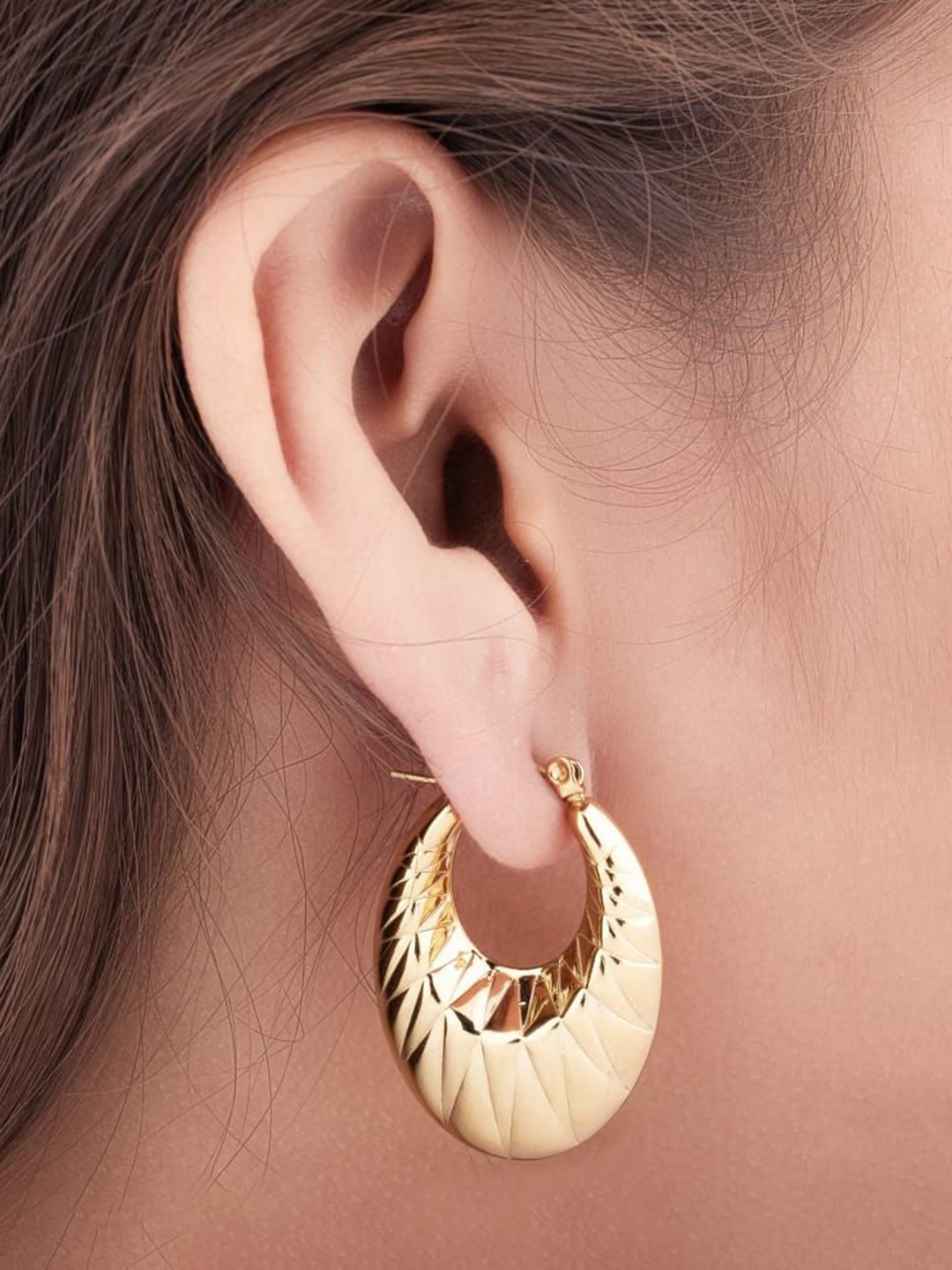

ANJNI CREATION Stainless Steel Contemporary Hoop Earrings, Gold