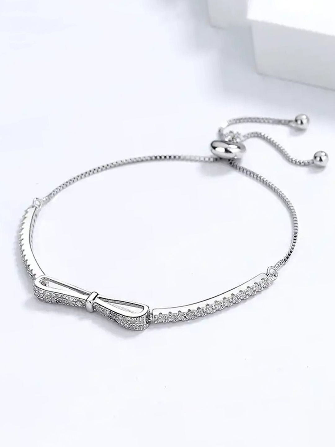 

Designs & You Women Crystals Silver-Plated Wraparound Bracelet