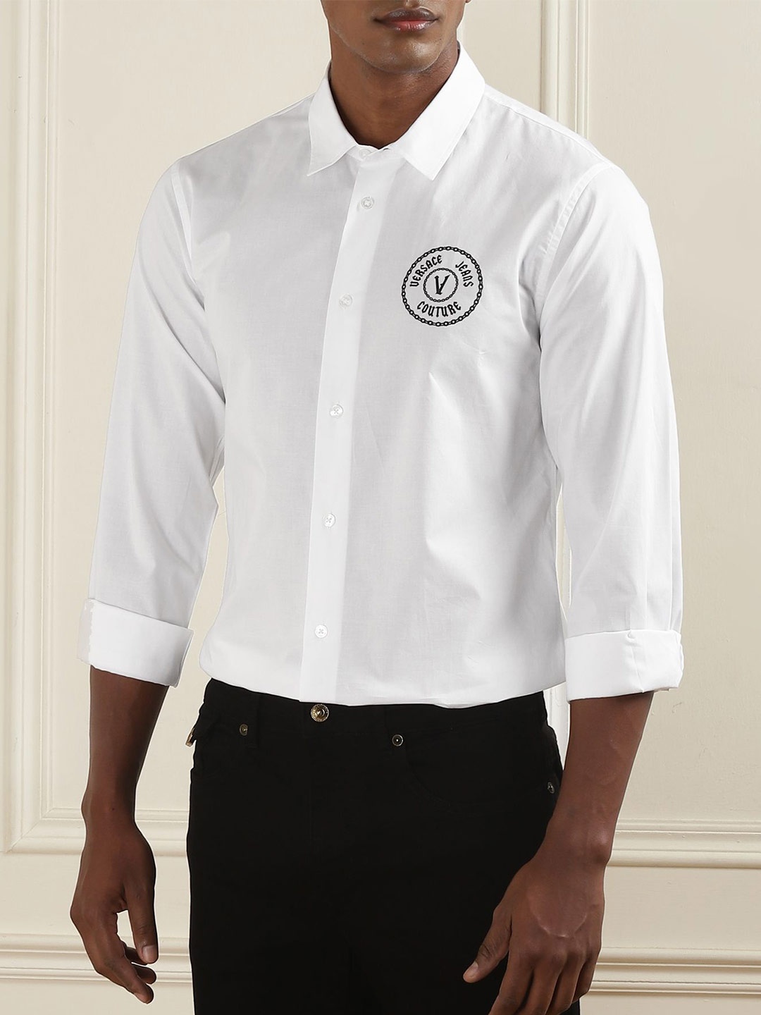 

Versace Jeans Couture Men Opaque Casual Shirt, White