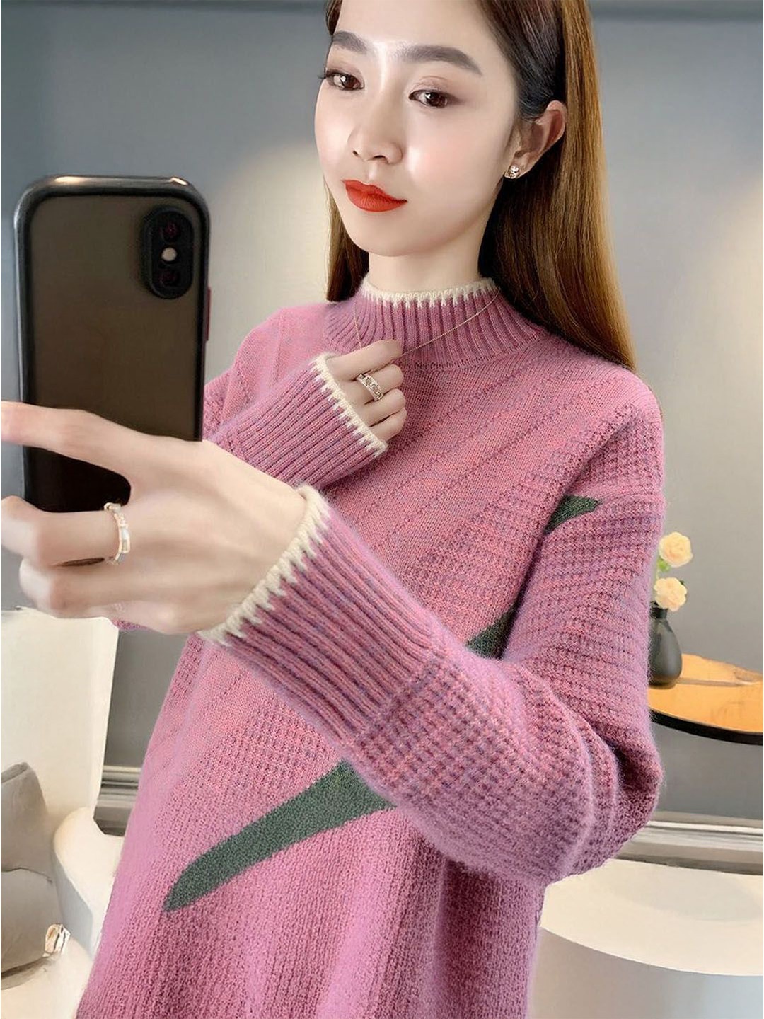 

StyleCast Women Colourblocked Woollen Pullover, Pink