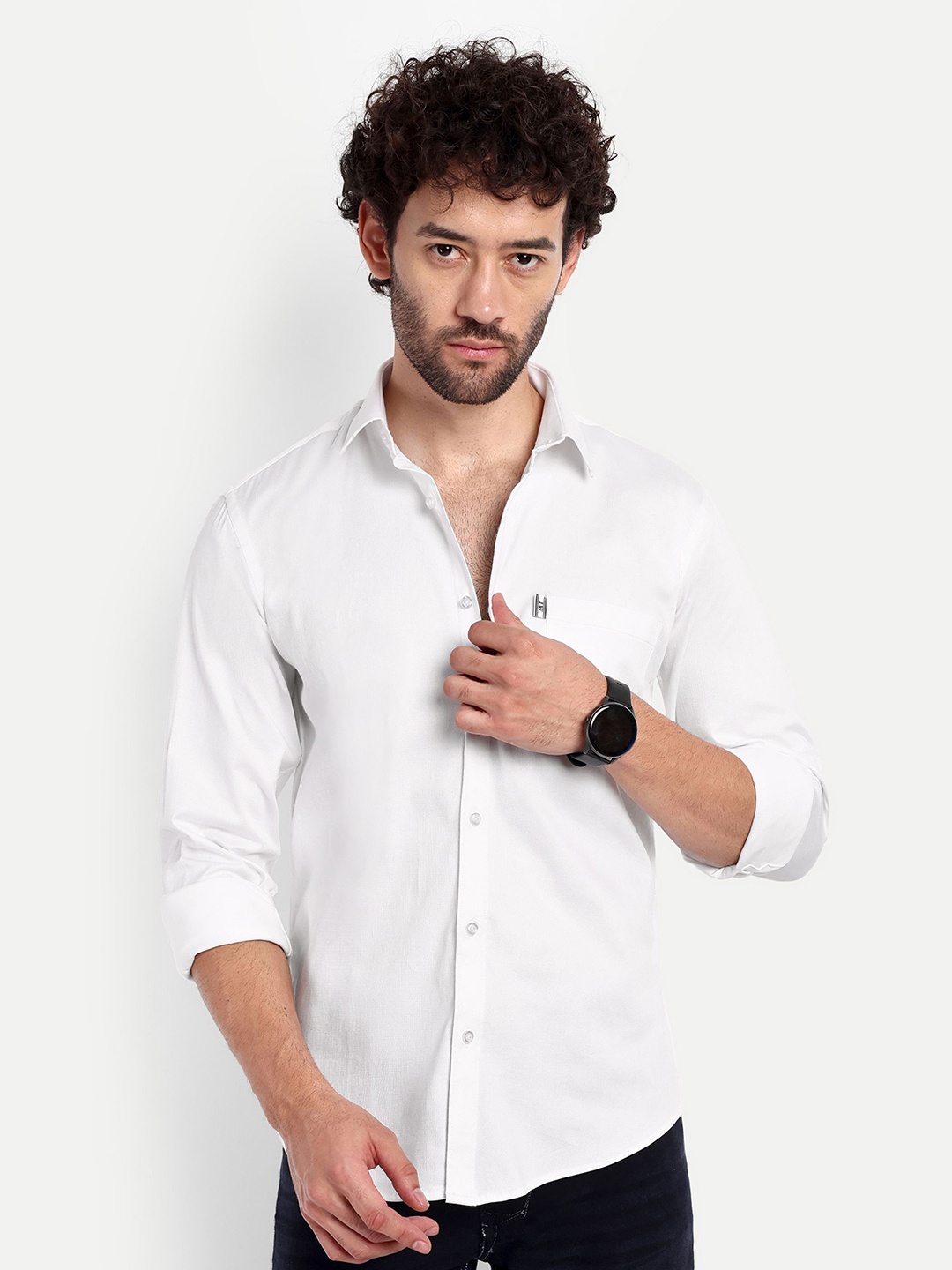 

Lewogle Men Opaque Casual Shirt, White