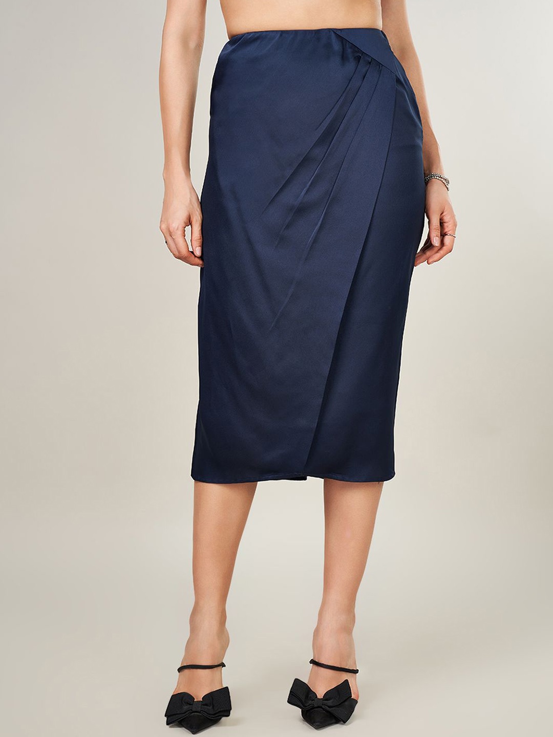 

Honey by Pantaloons Women A-Line Midi Slit Skirt, Navy blue