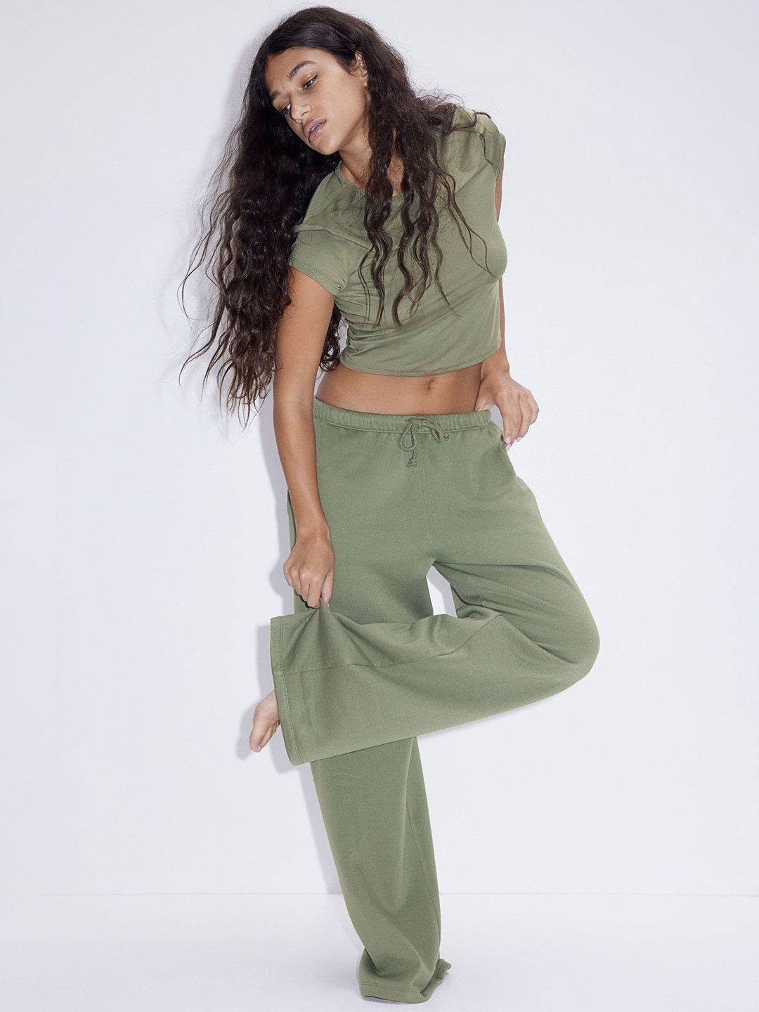 

H&M Wide Lounge Pants, Green