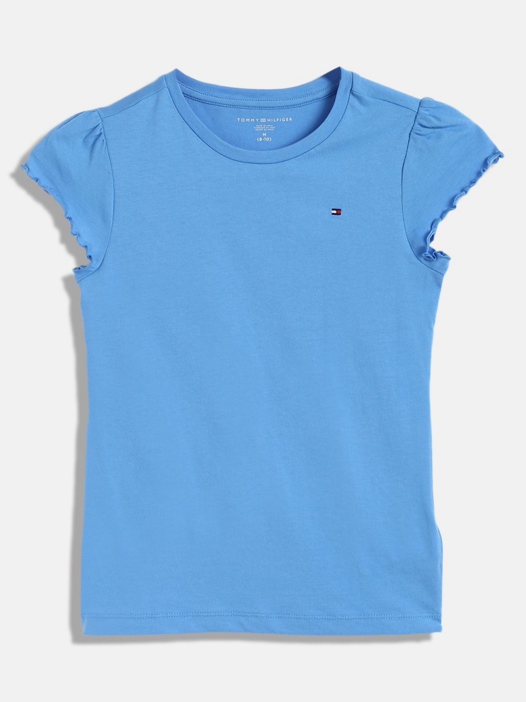 

Tommy Hilfiger Girls Solid Round Neck Pure Cotton Top, Blue