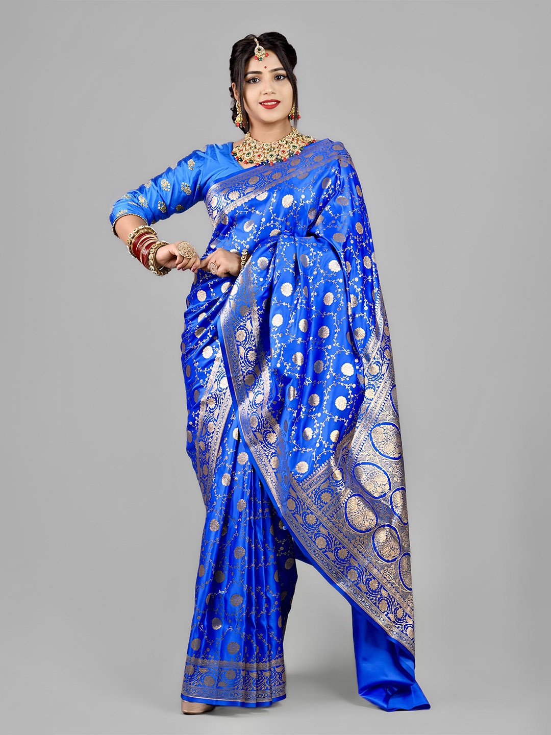 

Shopeezy Tex Fab Woven Design Zari Banarasi Saree, Blue