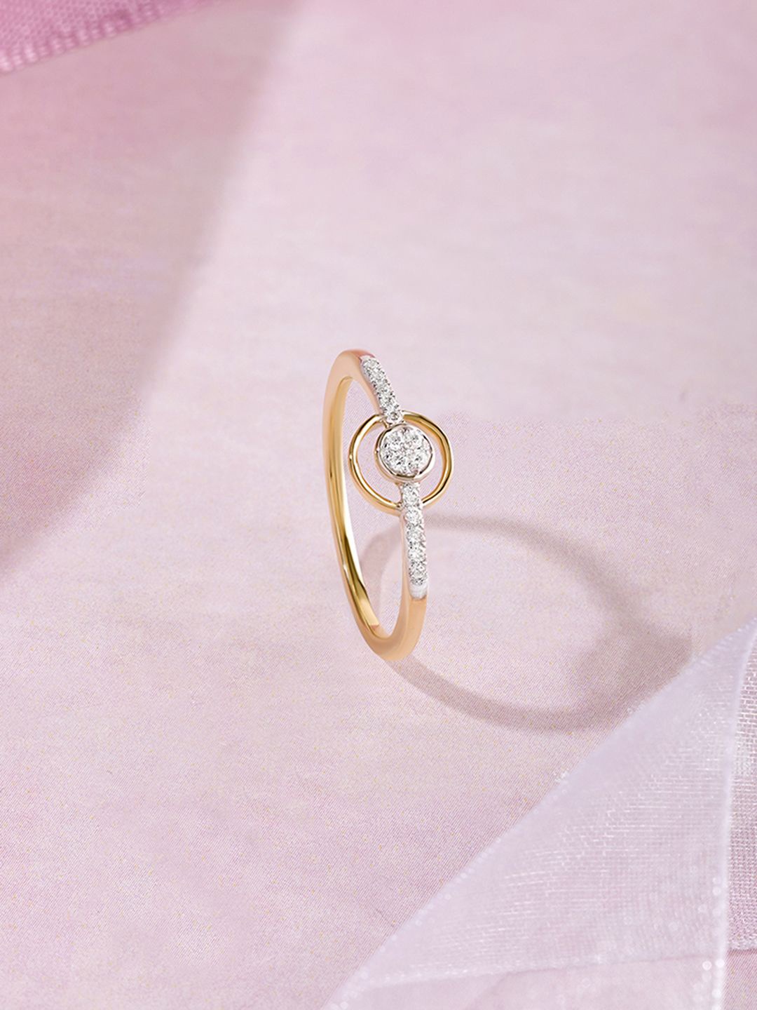 

Mia by Tanishq Women 14KT Timeless Circle Gold & Diamond Finger Ring-1.66g, Yellow