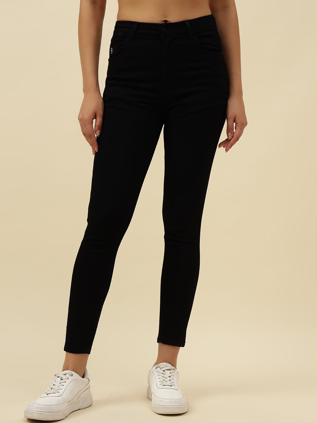 

Beatnik Women Lean Slim Fit High-Rise Stretchable Jeans, Black