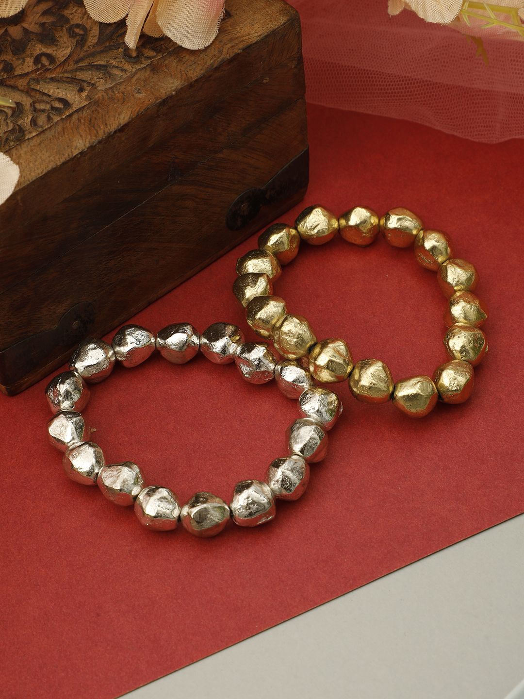 

VIVAZS Women 2 Oxidised Gold-Plated Bangle-Style Bracelet