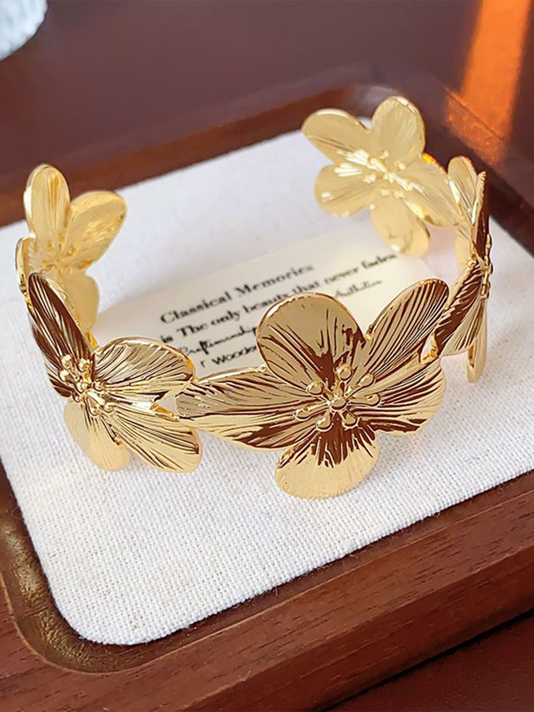 

Just Lil Things Women Floral Cuff Bracelet, Gold
