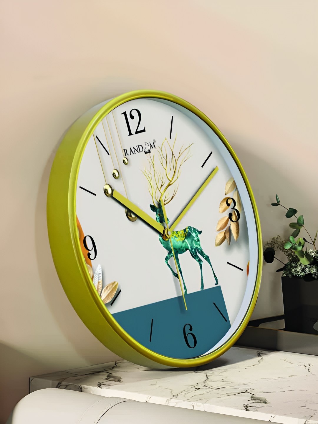 

RANDOM Printed Round Shaped Sweep Silent Movement Contemporary Wall Clock, Green