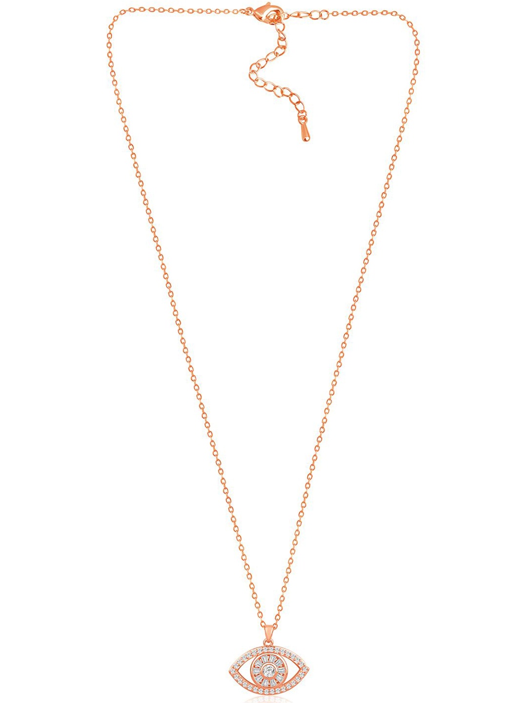 

Peora Rose Gold-Plated Crystal-Studded Pendant With Chain