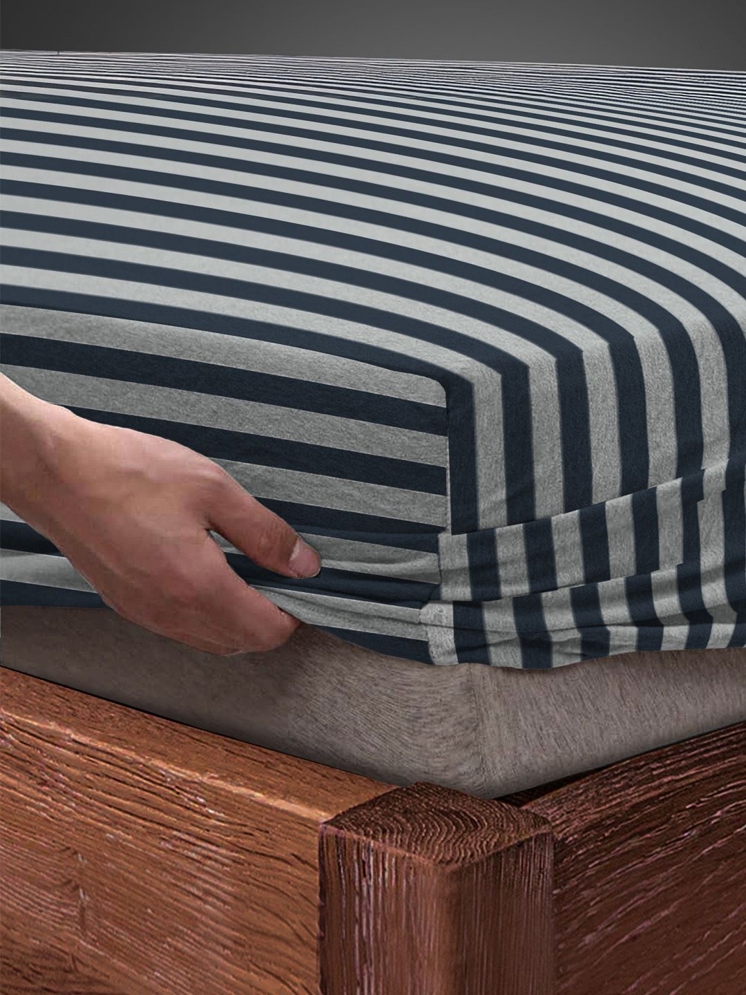 

SleepyCat King Size Jersey Fitted Sheet with Pillow Case, Navy blue
