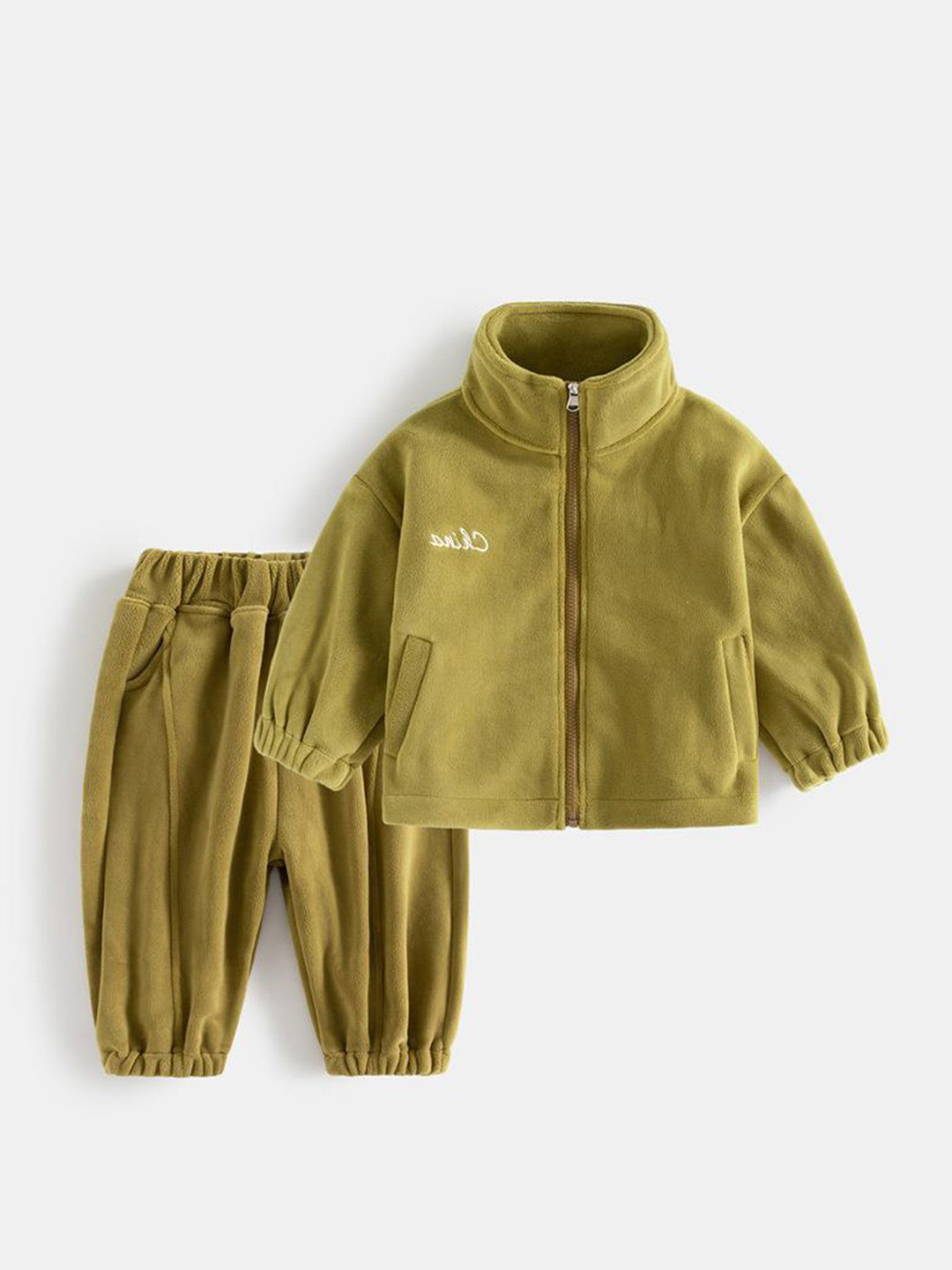 

LULU & SKY Kids Long Sleeve Jacket & Joggers Night Suit, Green