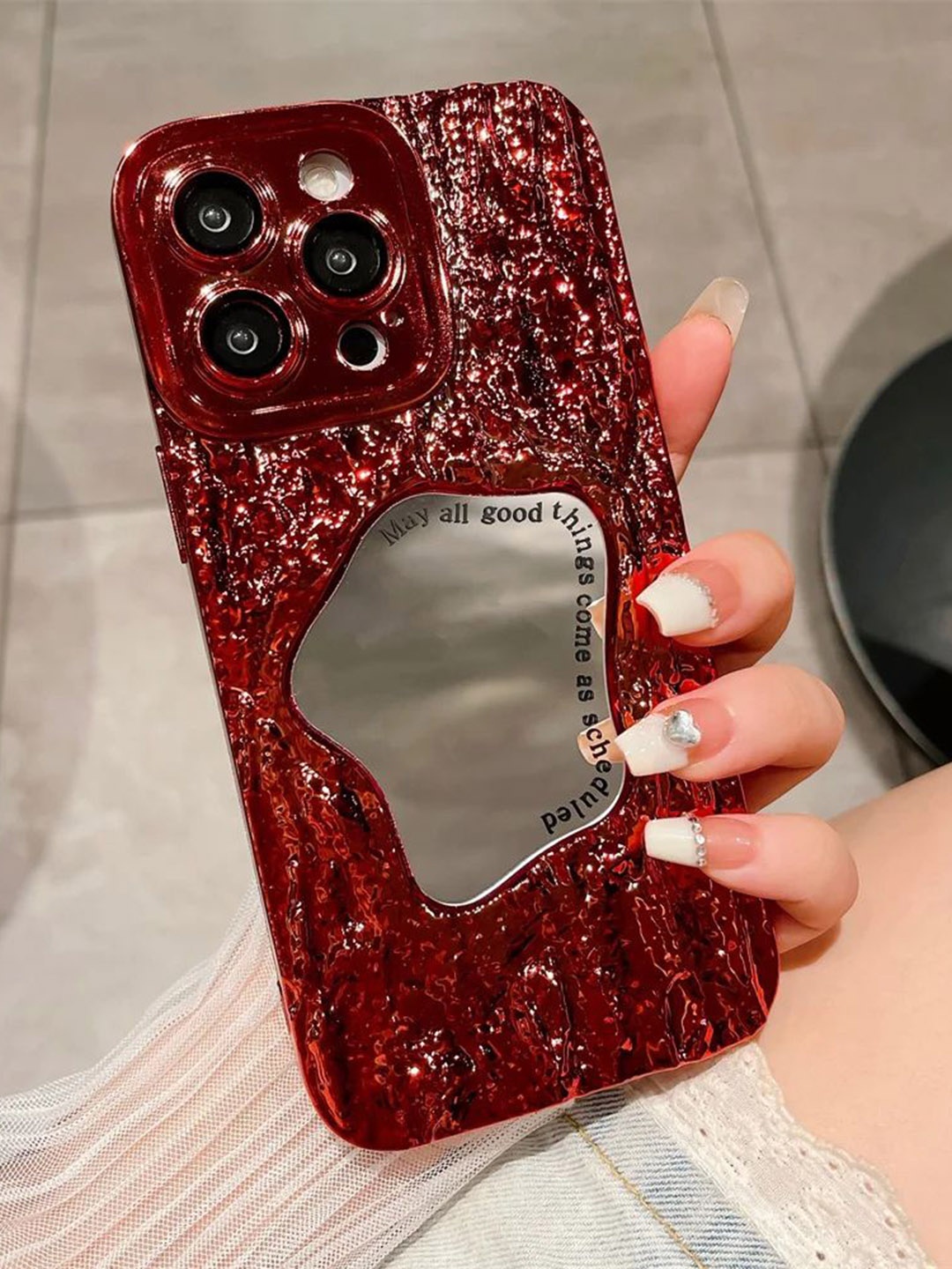 

Luxury Kase Conversational Printed iPhone 15 Pro Back Case Mobile Accessories, Red