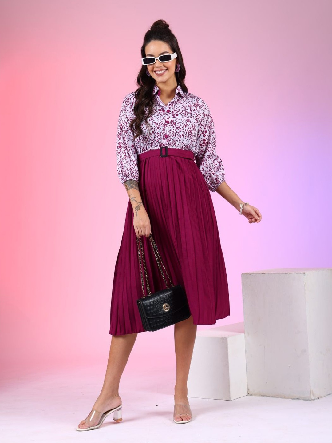 

Krunal Raiyani Print Crepe Fit & Flare Dress, Magenta
