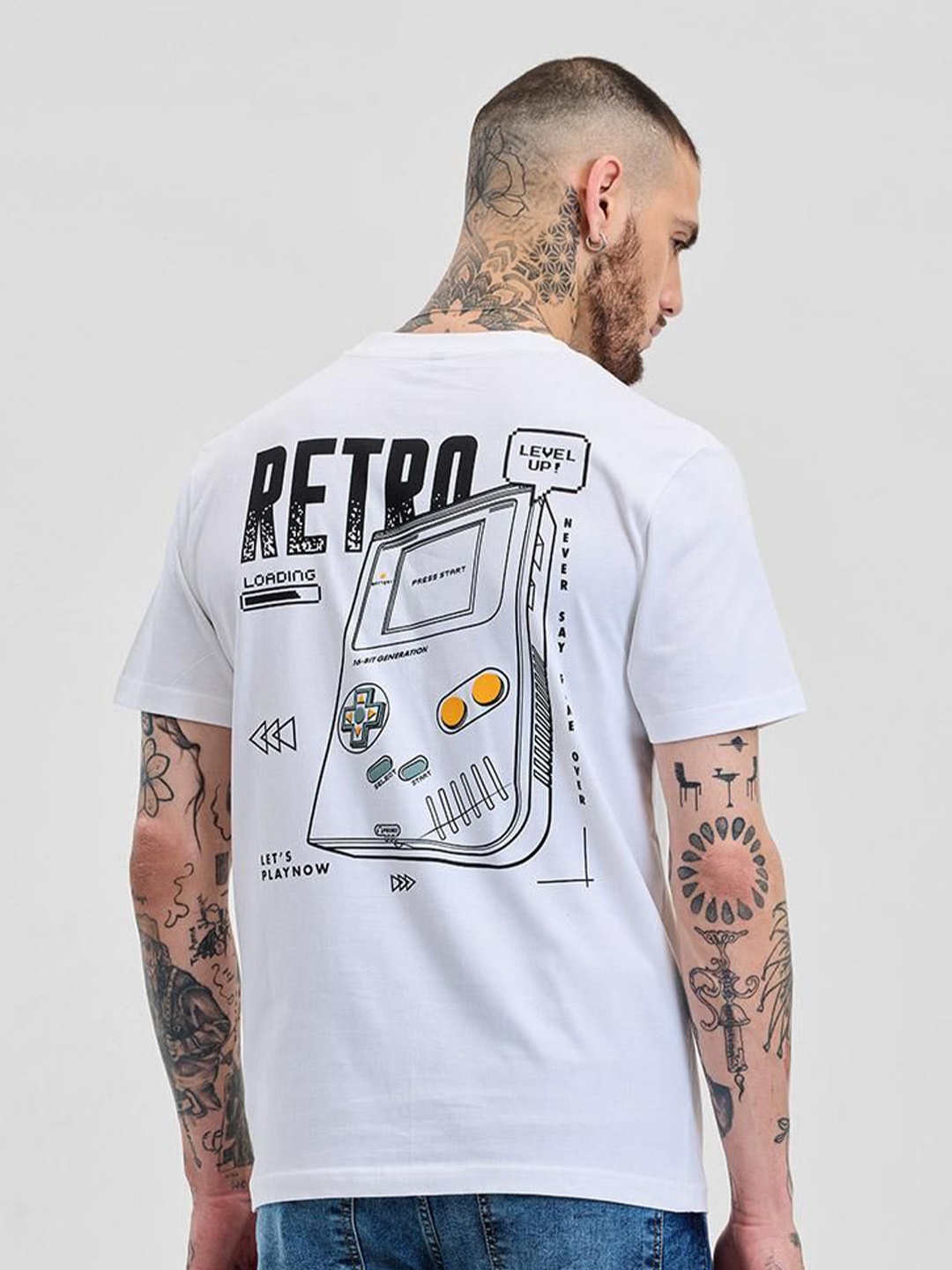 

Snitch Men Printed Slim Fit T-shirt, White