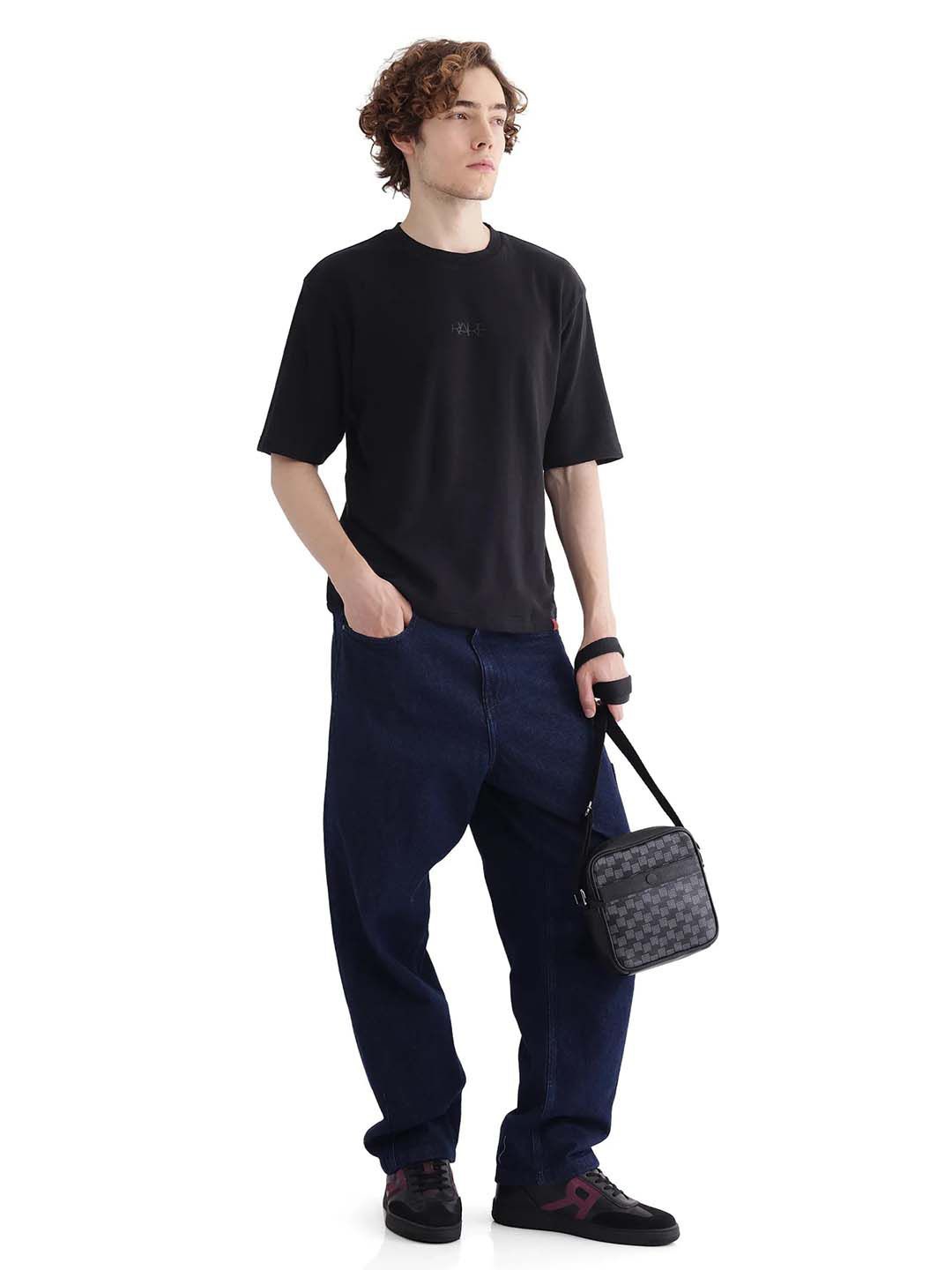 

RARE RABBIT Men Pockets Boxy T-shirt, Black