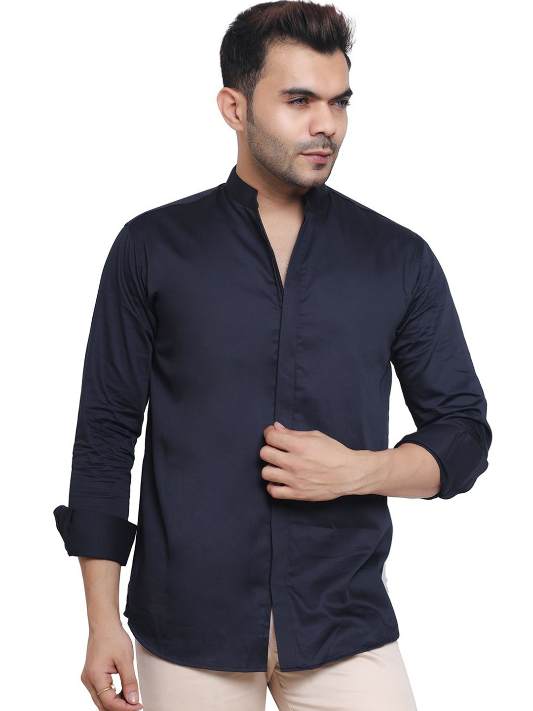 

Mculine Men Standard Opaque Casual Shirt, Navy blue