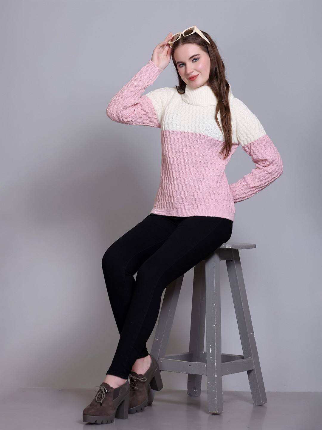 

GOSHA & MAU Women Cable Knit Pullover, Pink