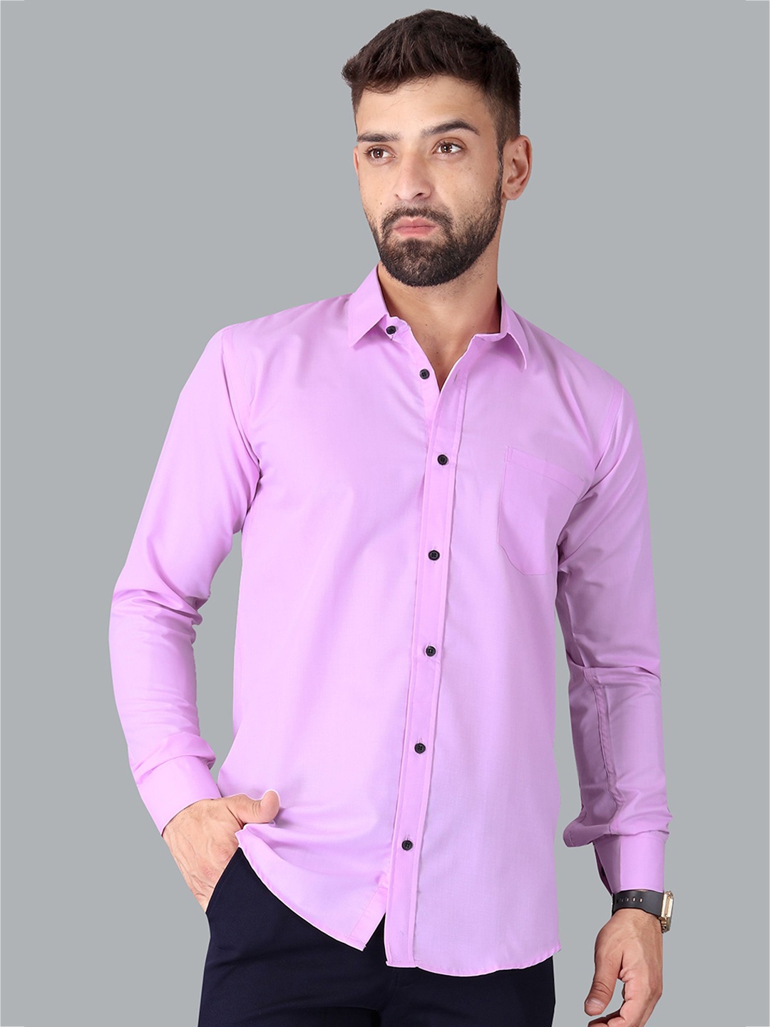 

ALMORA Men Premium Opaque Casual Shirt, Pink