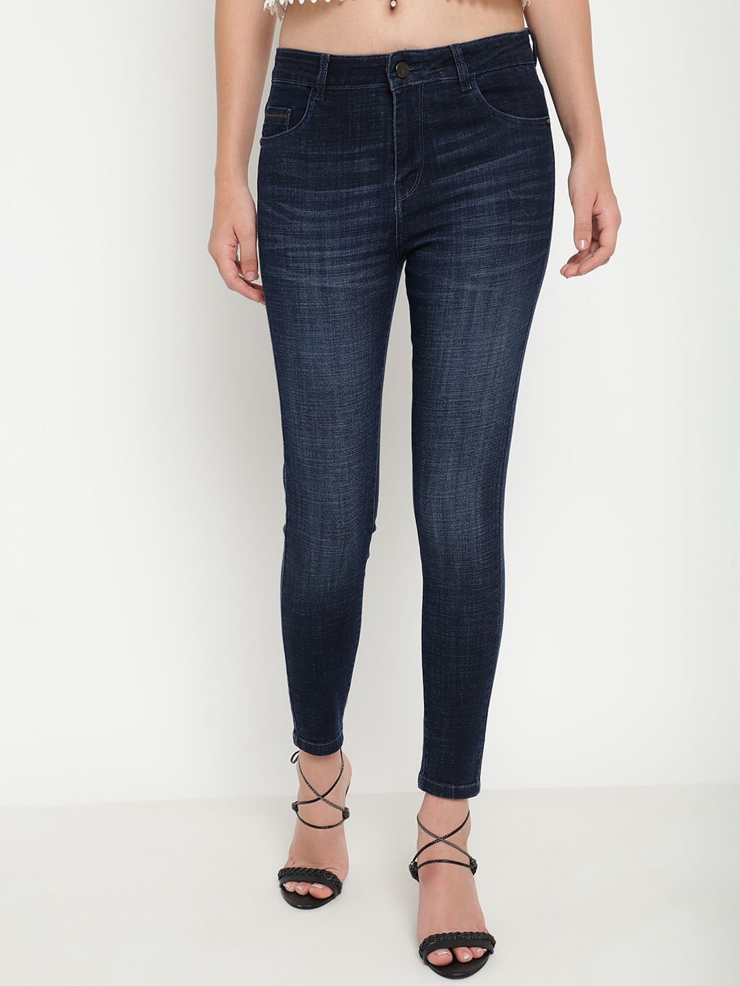 

Beatnik Women Lean Slim Fit High-Rise Light Fade Stretchable Cotton Jeans, Blue