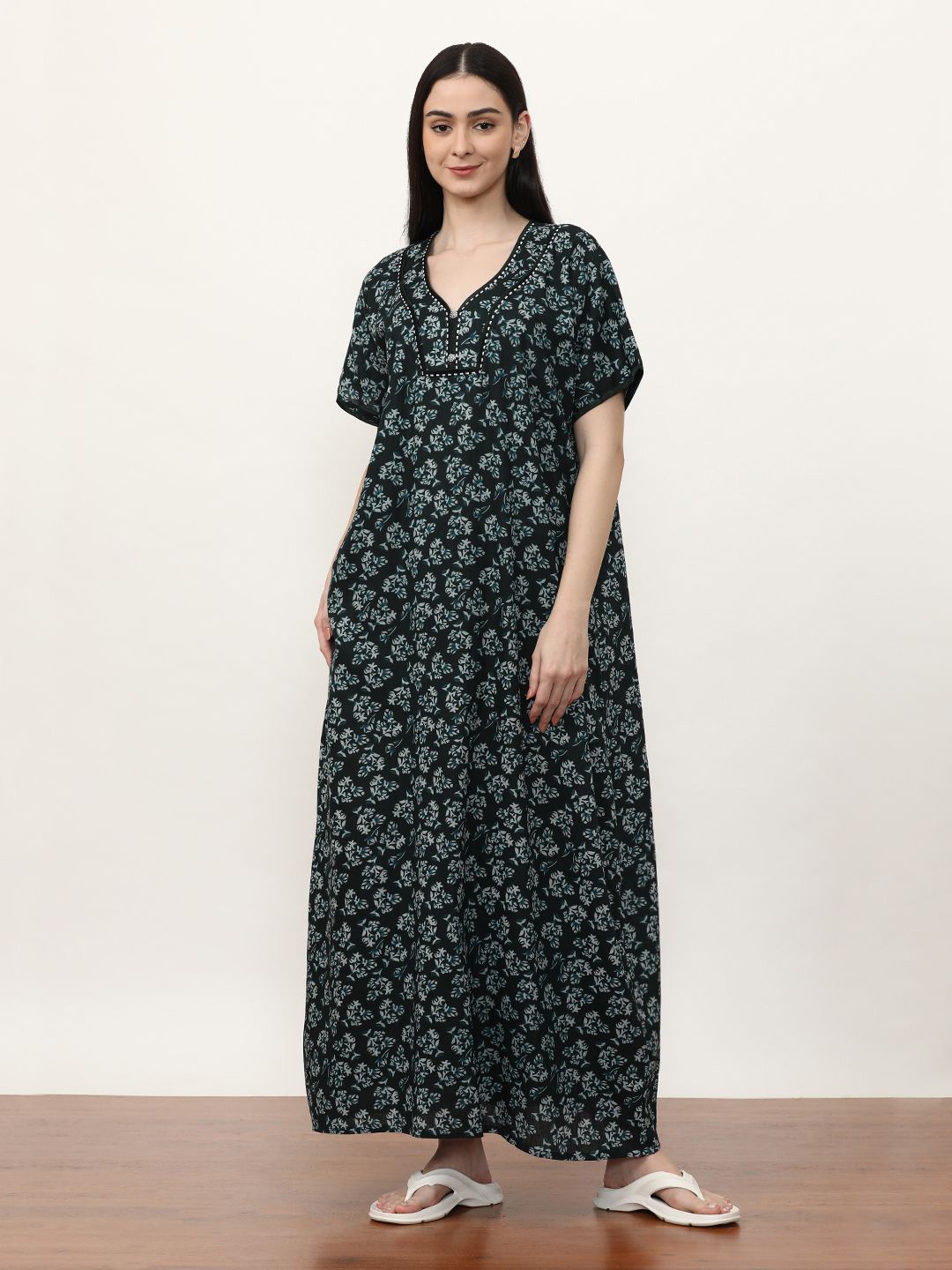 

Jaipur Kurti Printed Maxi Nightdress, Teal